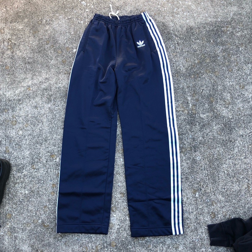 Adidas Blue Joggers with White Stripes